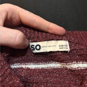 SO Maroon Knit Pullover with Subtle Stripe